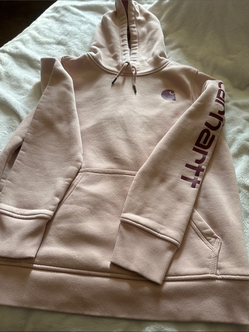 Carhartt Pink Pullover Hoodie with Sleeve Logo